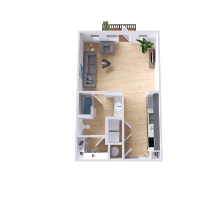 a 3d rendering of a small apartment at The Legacy at Veramendi