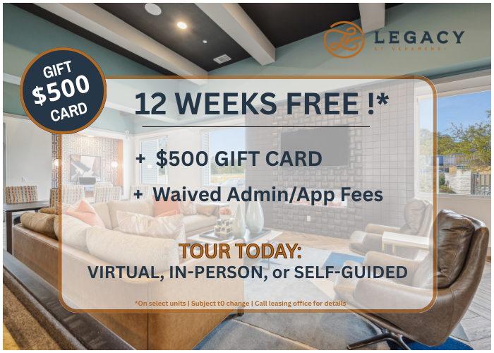 a flyer for the 12 weeks free program at The Legacy at Veramendi